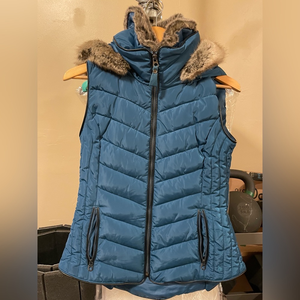 Dark teal fur lined vest - copy